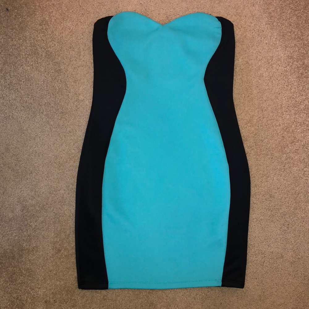 👗ARDEN B Aqua Black STRAPLESS NEW DRESS👗
